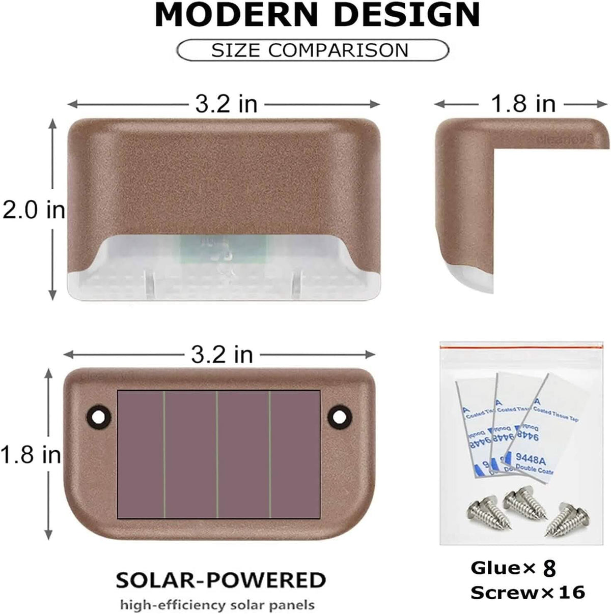 8-Pack: Solar LED Deck & Step Lights Solar Outdoor Lights - Tophatter Daily Deals