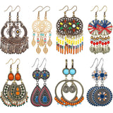 8-Pairs: Bohemian Hollow Retro Dangle Earrings Earrings - Tophatter Daily Deals