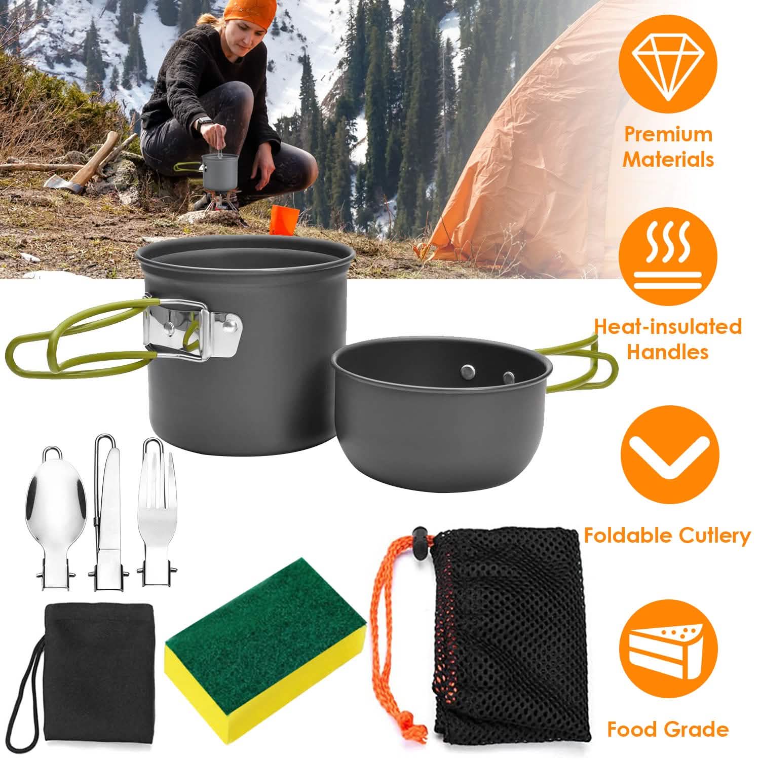 8-Piece: Camping Cooking Ware Set Outdoor Recreation - Tophatter Daily Deals