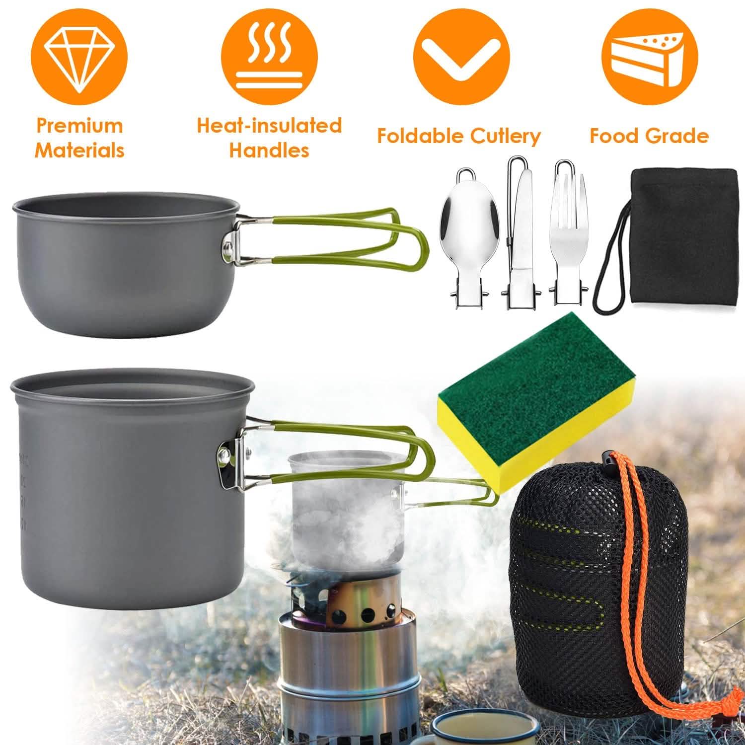 8-Piece: Camping Cooking Ware Set Outdoor Recreation - Tophatter Daily Deals