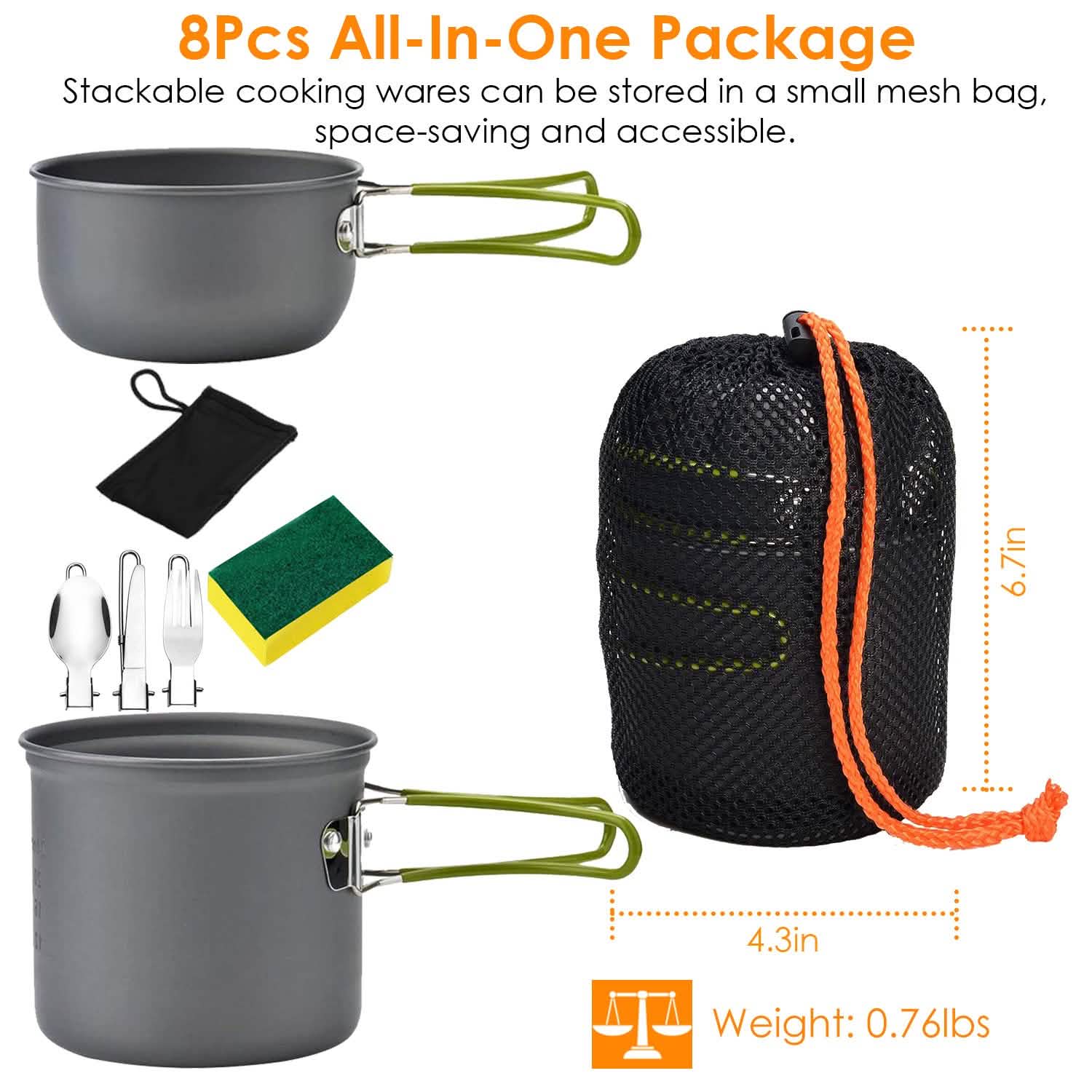 8-Piece: Camping Cooking Ware Set Outdoor Recreation - Tophatter Daily Deals