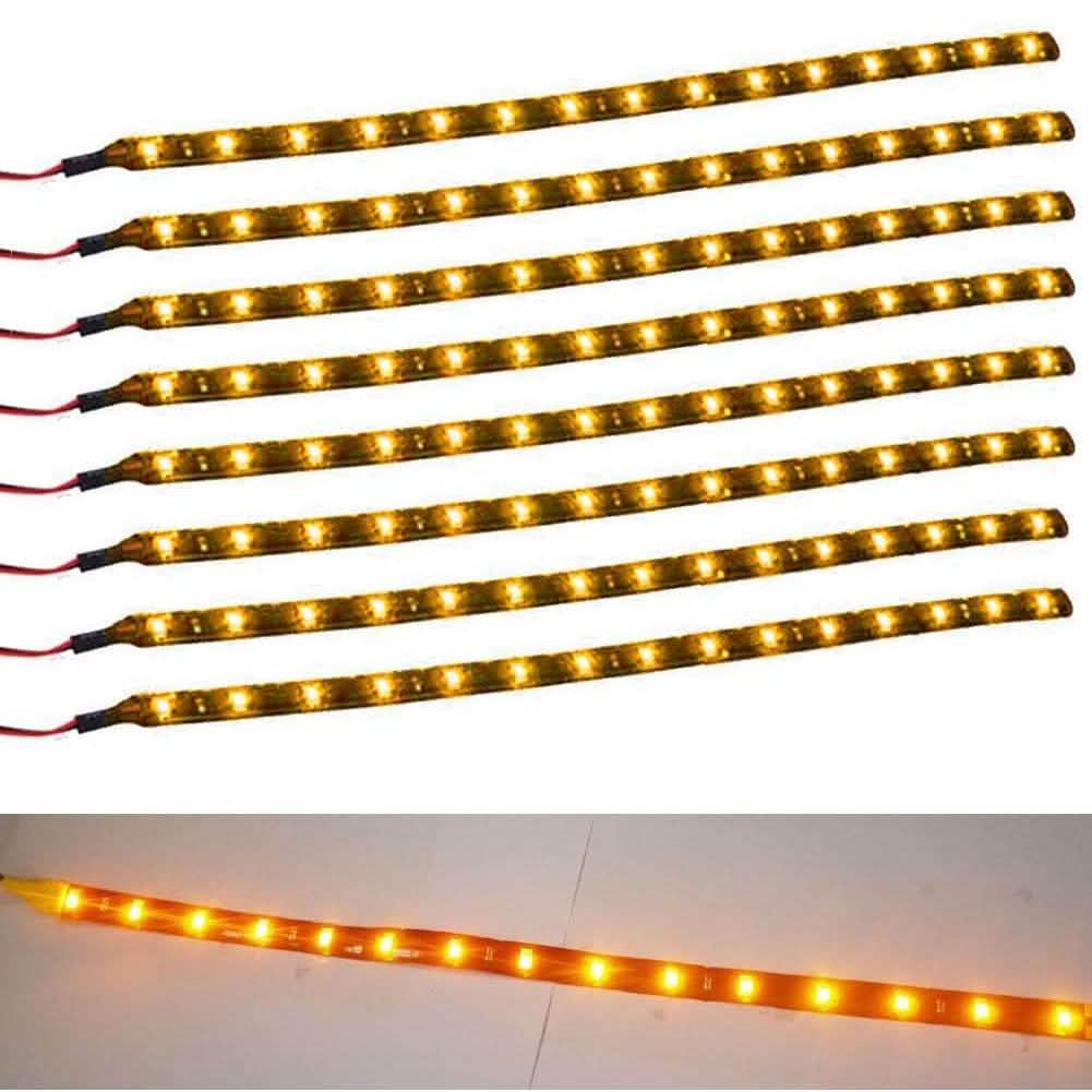 8-Piece: Flexible Waterproof LED Strip Light for Car Yellow Automotive - Tophatter Daily Deals