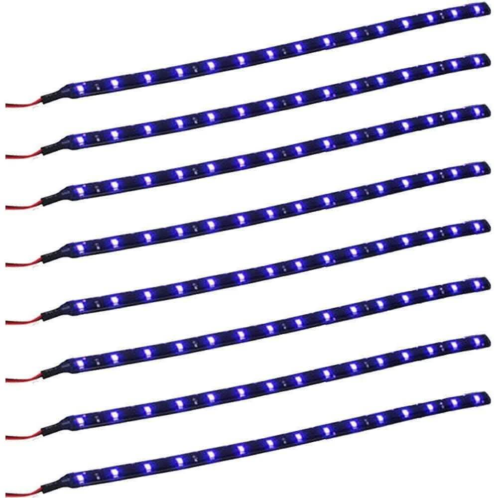8-Piece: Flexible Waterproof LED Strip Light for Car Blue Automotive - Tophatter Daily Deals