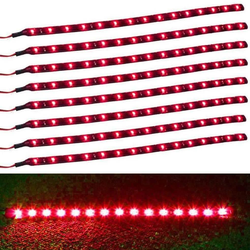 8-Piece: Flexible Waterproof LED Strip Light for Car Red Automotive - Tophatter Daily Deals