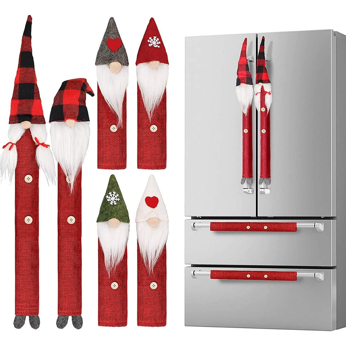 8-Piece: Gnome Christmas Refrigerator Handle Covers Set Seasonal Decor - Tophatter Daily Deals