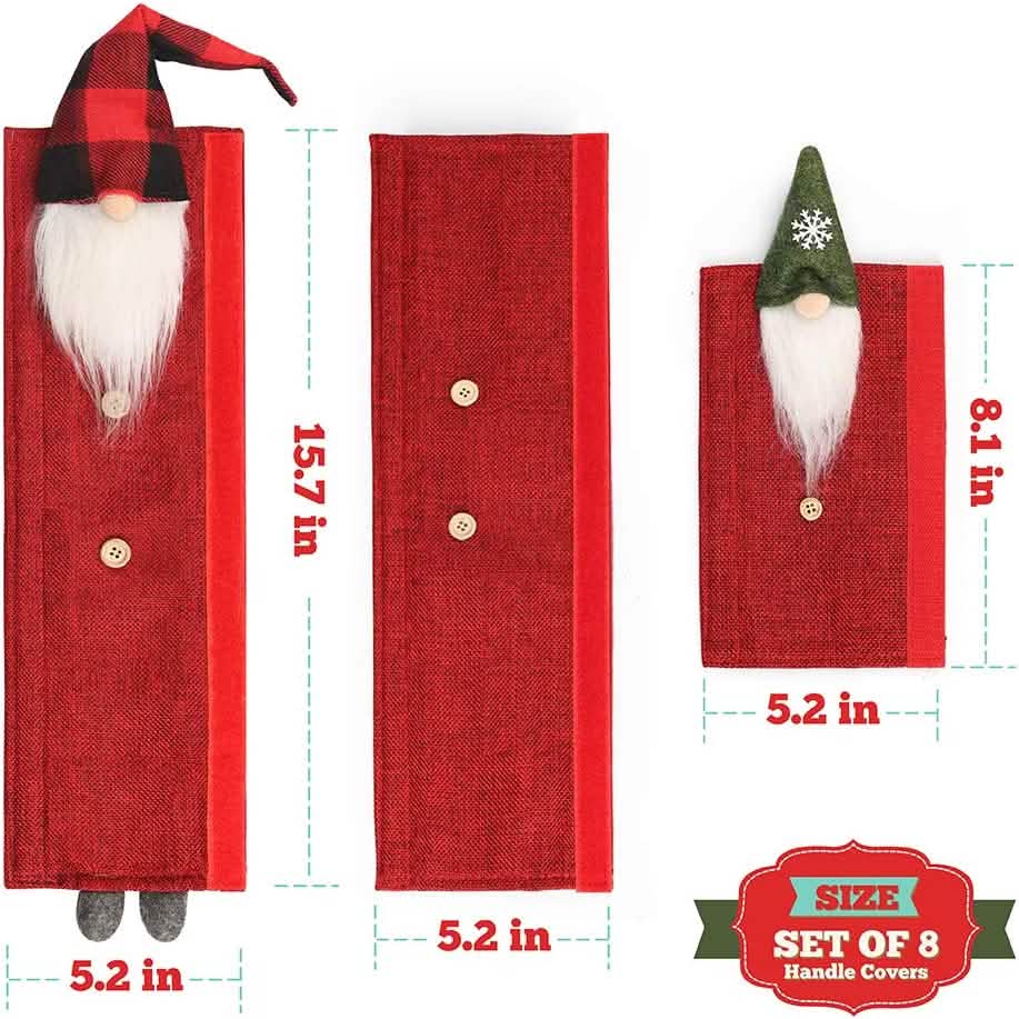 8-Piece: Gnome Christmas Refrigerator Handle Covers Set Seasonal Decor - Tophatter Daily Deals