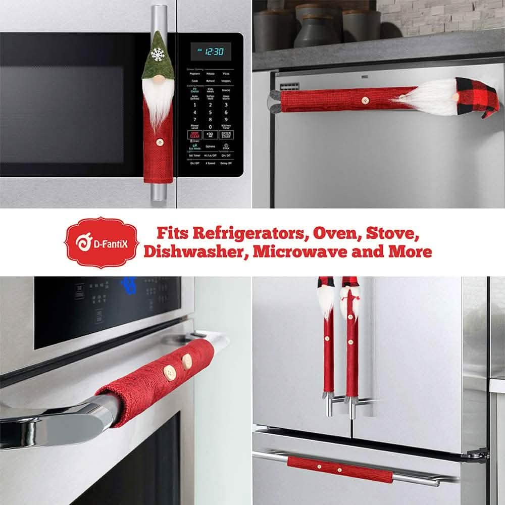 8-Piece: Gnome Christmas Refrigerator Handle Covers Set Seasonal Decor - Tophatter Daily Deals