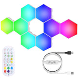 8-Piece: Hexagon Light Panels RGBW Colorful Splicing Wall Lamps Indoor Lighting - Tophatter Daily Deals