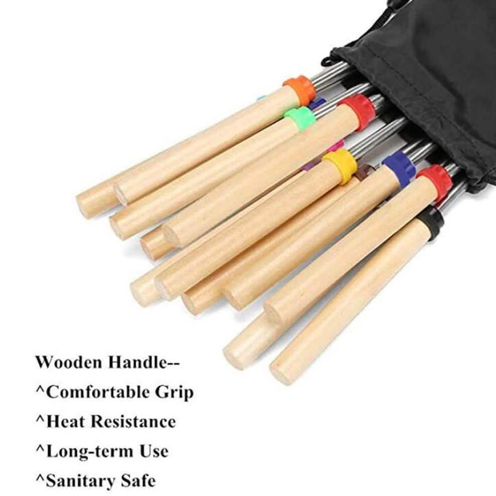 8-Piece Set: Marshmallow Roasting Sticks with Wooden Handle Garden & Patio - Tophatter Daily Deals