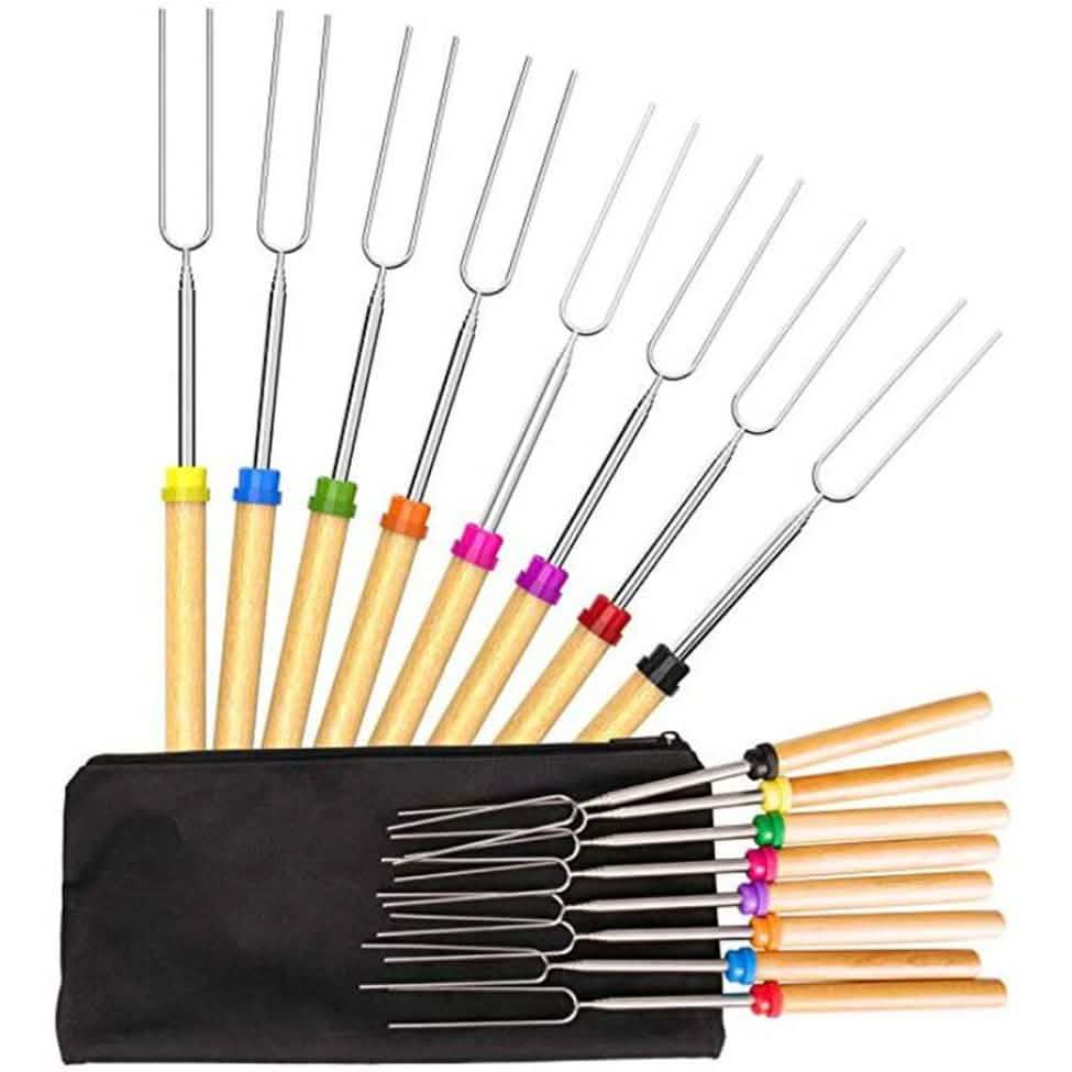 8-Piece Set: Marshmallow Roasting Sticks with Wooden Handle Garden & Patio - Tophatter Daily Deals