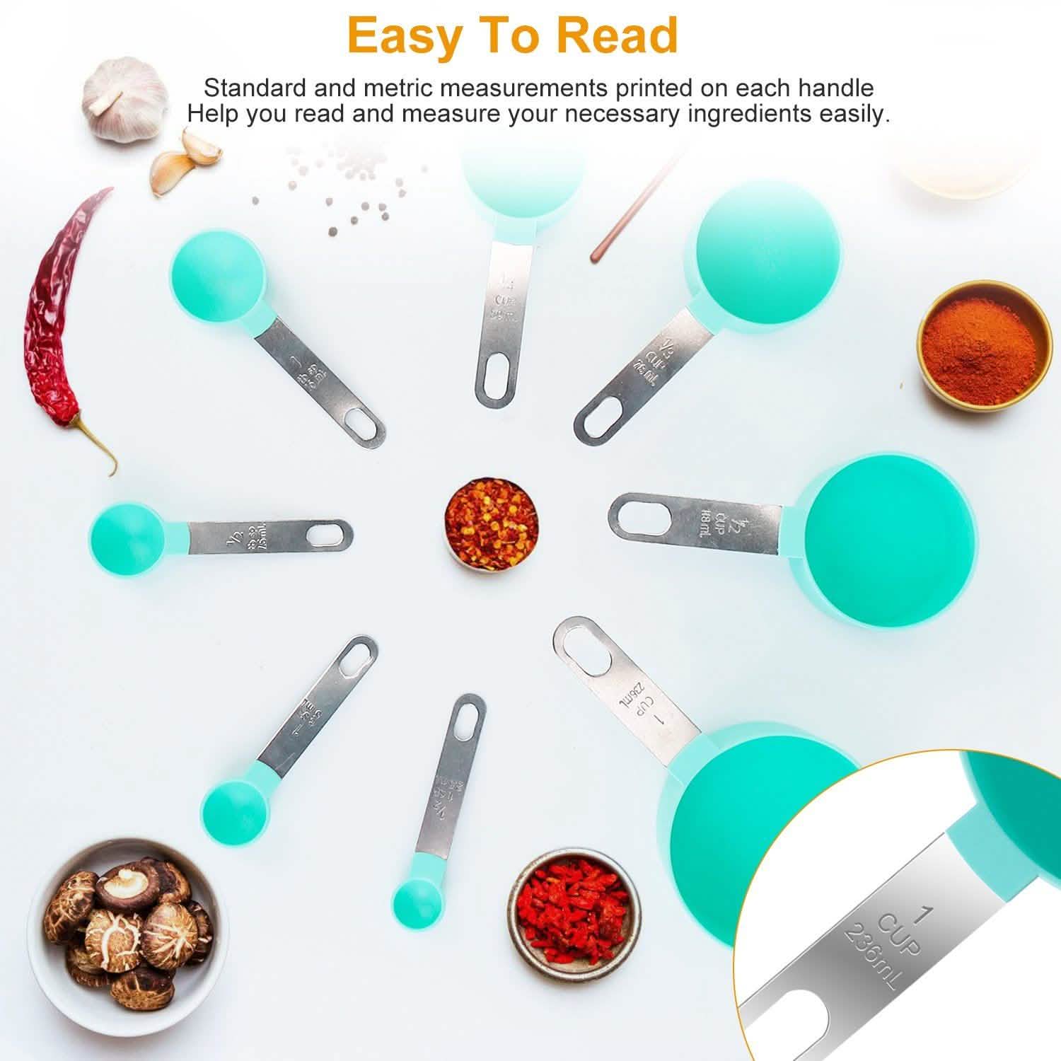 8-Piece Set: Plastic Measuring Spoon Cups Kitchen Tools & Gadgets - Tophatter Daily Deals