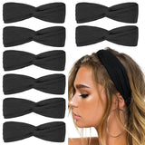 8-Piece: Twist Knotted Boho Stretchy Hair Bands Black Beauty & Personal Care - Tophatter Daily Deals