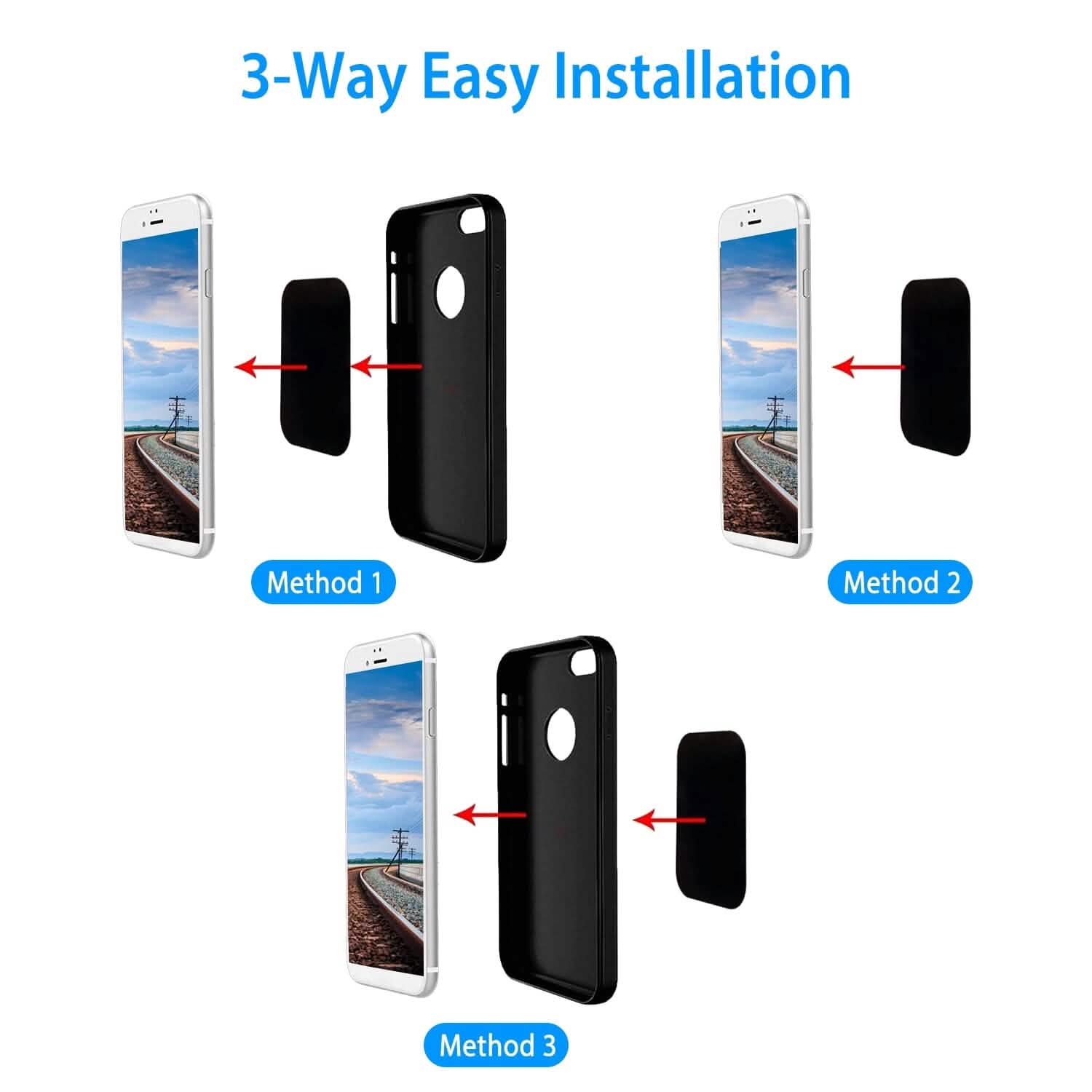 8-Piece: Universal Metal Plates with Strong Adhesive Automotive - Tophatter Daily Deals
