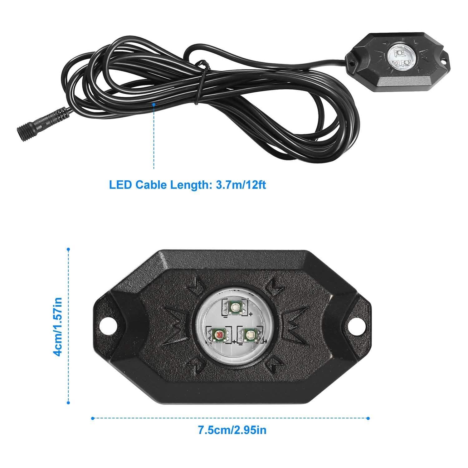 8-Pieces: Auto RGB LED Rock Light Kit Automotive - Tophatter Daily Deals