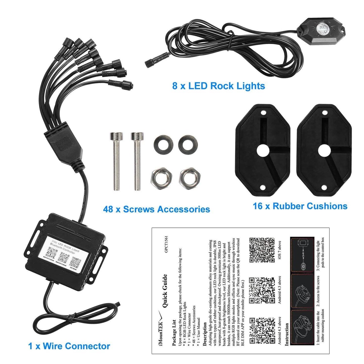 8-Pieces: Auto RGB LED Rock Light Kit Automotive - Tophatter Daily Deals
