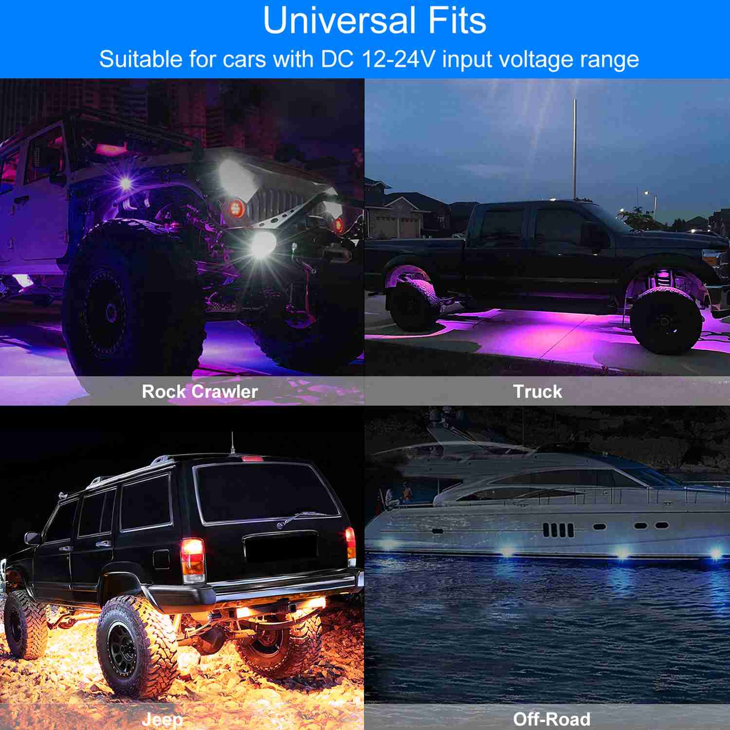 8-Pieces: Auto RGB LED Rock Light Kit Automotive - Tophatter Daily Deals