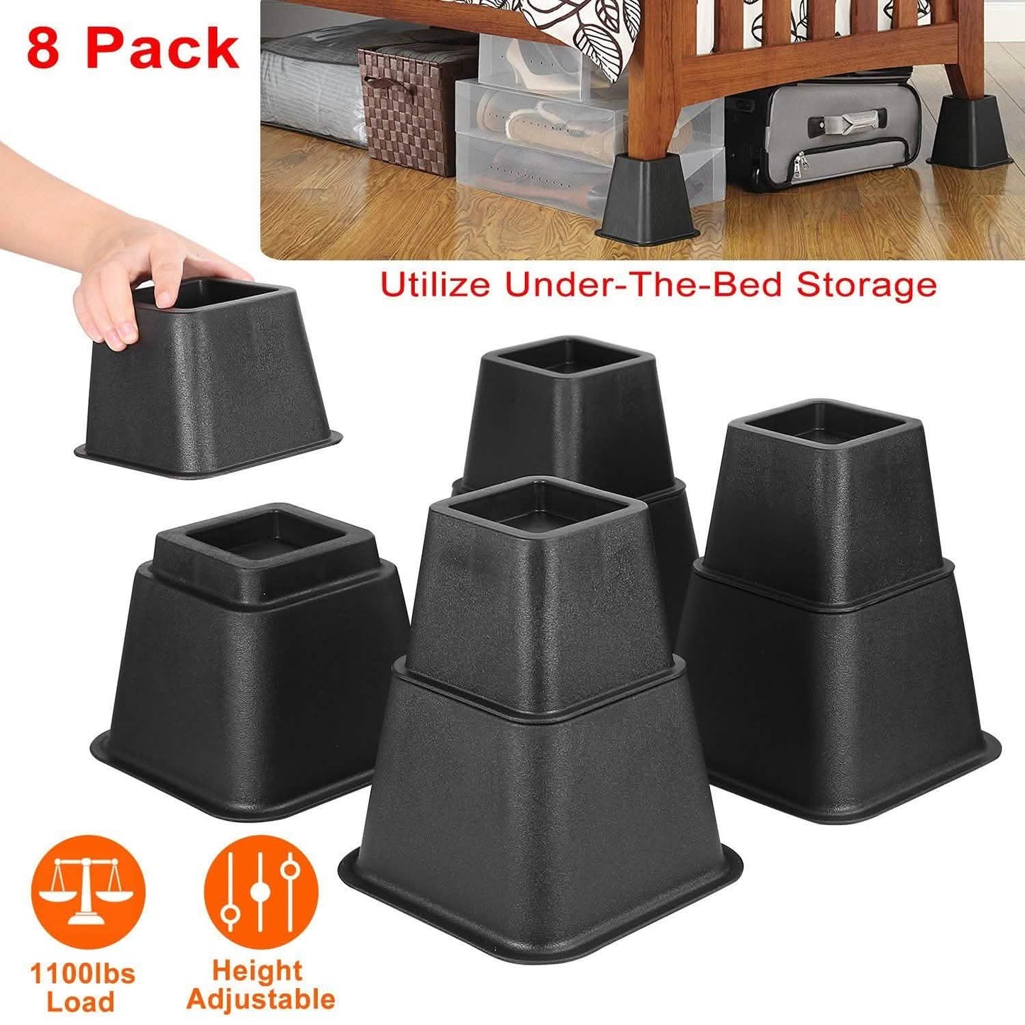 8-Pieces: Furniture Risers Home Improvement - Tophatter Daily Deals