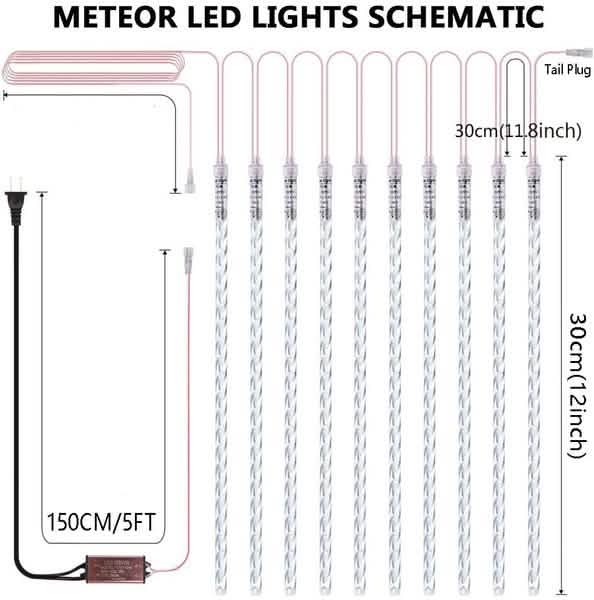 8-Pieces: Waterproof LED Meteor Shower Rain Lights String & Fairy Lights - Tophatter Daily Deals