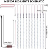 8-Pieces: Waterproof LED Meteor Shower Rain Lights String & Fairy Lights - Tophatter Daily Deals