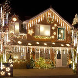 8-Pieces: Waterproof LED Meteor Shower Rain Lights String & Fairy Lights - Tophatter Daily Deals
