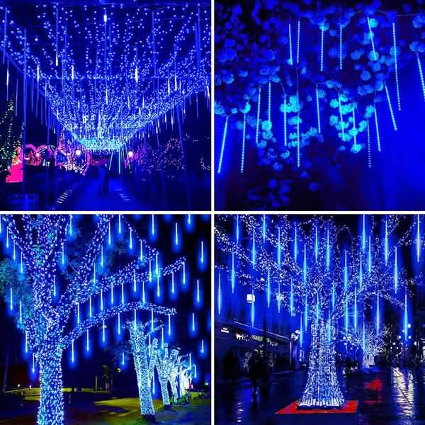 8-Pieces: Waterproof LED Meteor Shower Rain Lights String & Fairy Lights - Tophatter Daily Deals