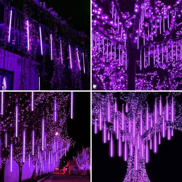 8-Pieces: Waterproof LED Meteor Shower Rain Lights String & Fairy Lights - Tophatter Daily Deals