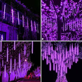8-Pieces: Waterproof LED Meteor Shower Rain Lights String & Fairy Lights - Tophatter Daily Deals