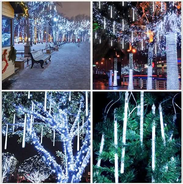 8-Pieces: Waterproof LED Meteor Shower Rain Lights String & Fairy Lights - Tophatter Daily Deals