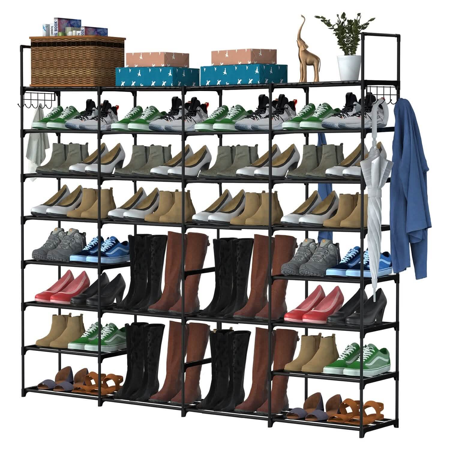 8-Tier Shoe Rack Metal Shoe Storage Shelf 4-Row Storage & Organization - Tophatter Daily Deals