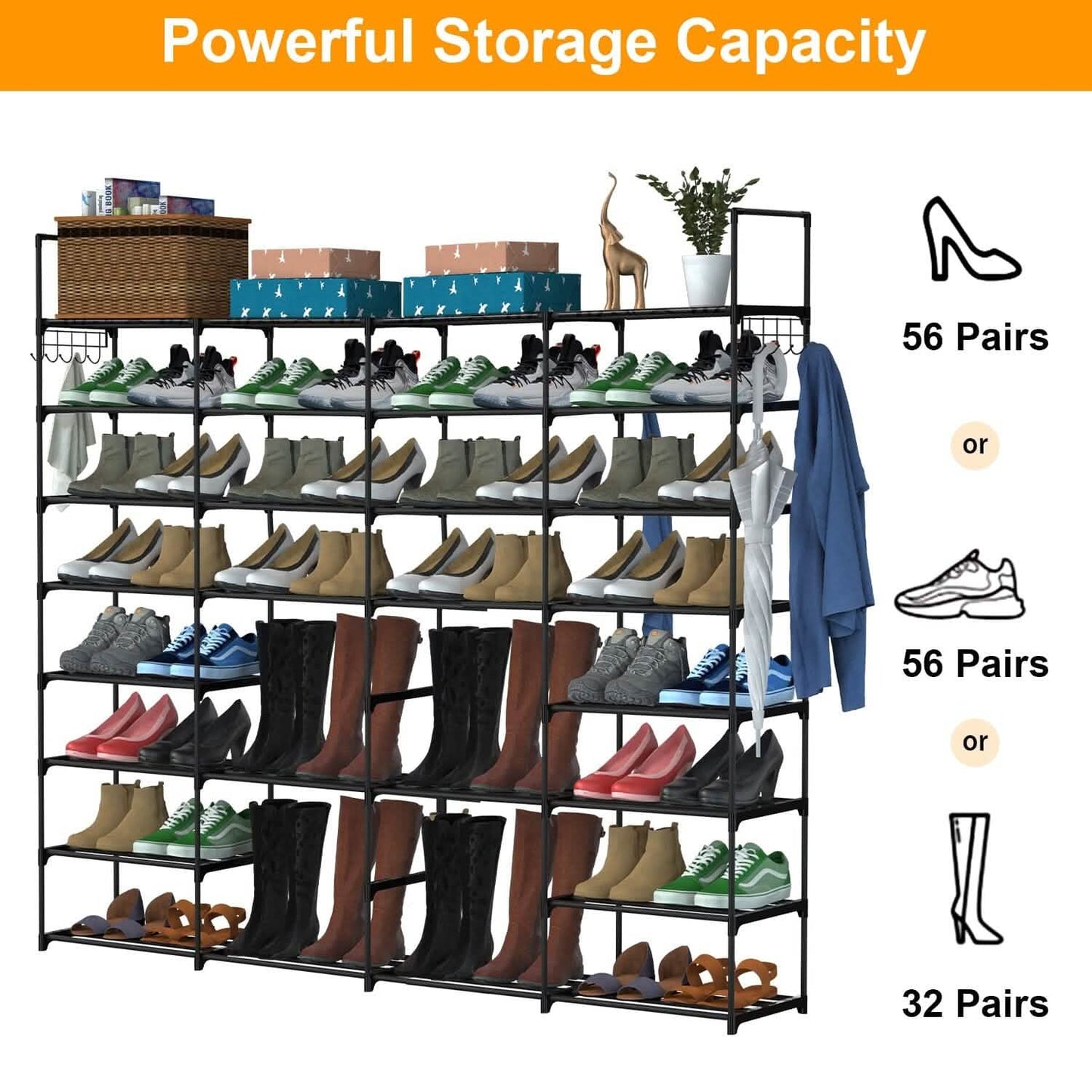 8-Tier Shoe Rack Metal Shoe Storage Shelf Storage & Organization - Tophatter Daily Deals