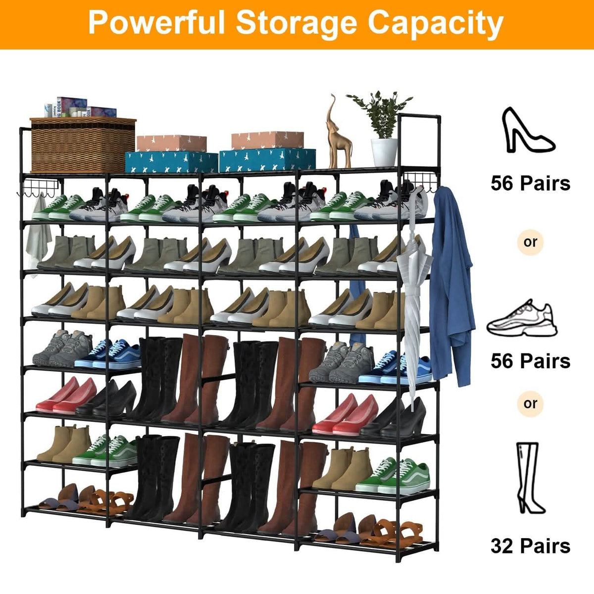 8-Tier Shoe Rack Metal Shoe Storage Shelf Storage & Organization - Tophatter Daily Deals