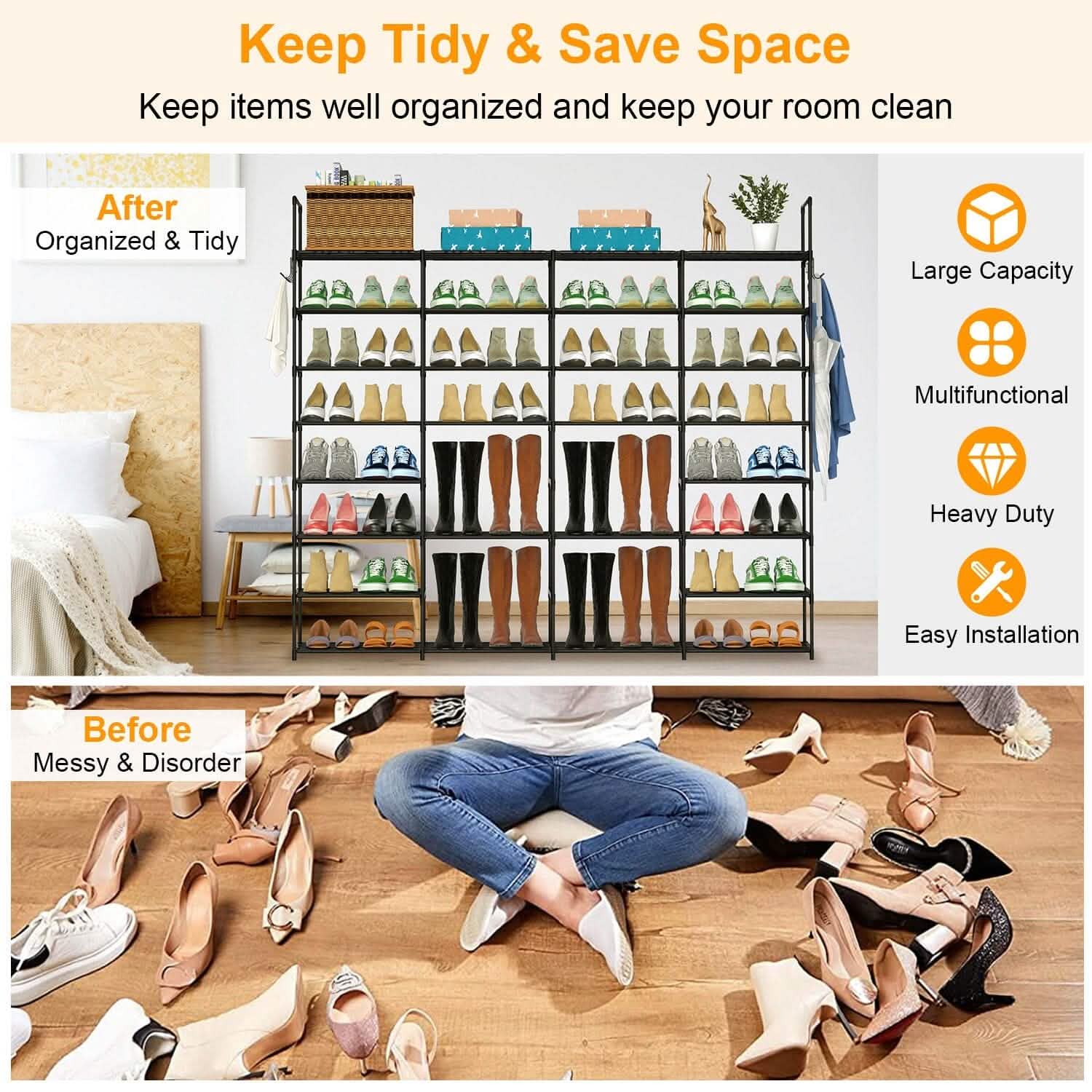 8-Tier Shoe Rack Metal Shoe Storage Shelf Storage & Organization - Tophatter Daily Deals