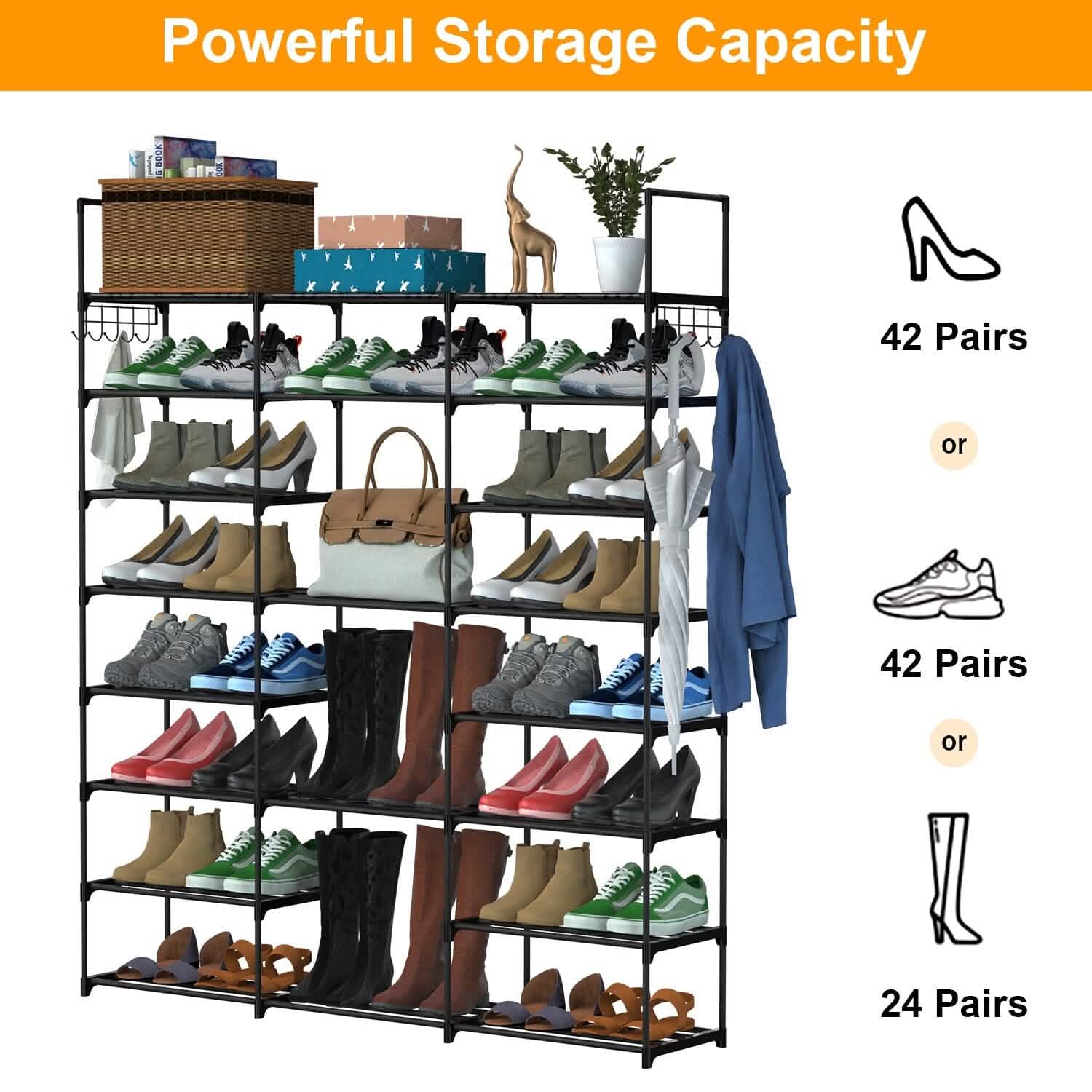 8-Tier Shoe Rack Metal Shoe Storage Shelf Storage & Organization - Tophatter Daily Deals
