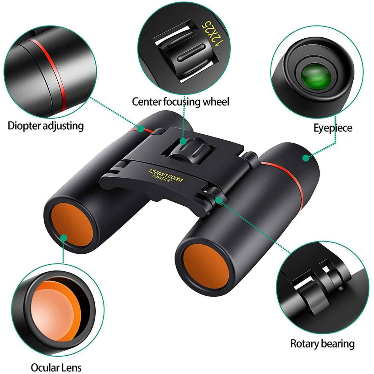 8 x 21 Small Pocket Binoculars Compact Outdoor Recreation - Tophatter Daily Deals