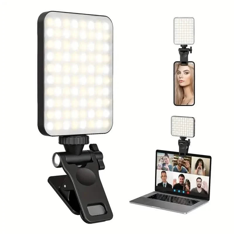80 LED Clip-On Rechargeable Selfie Ring Light Indoor Lighting - Tophatter Daily Deals