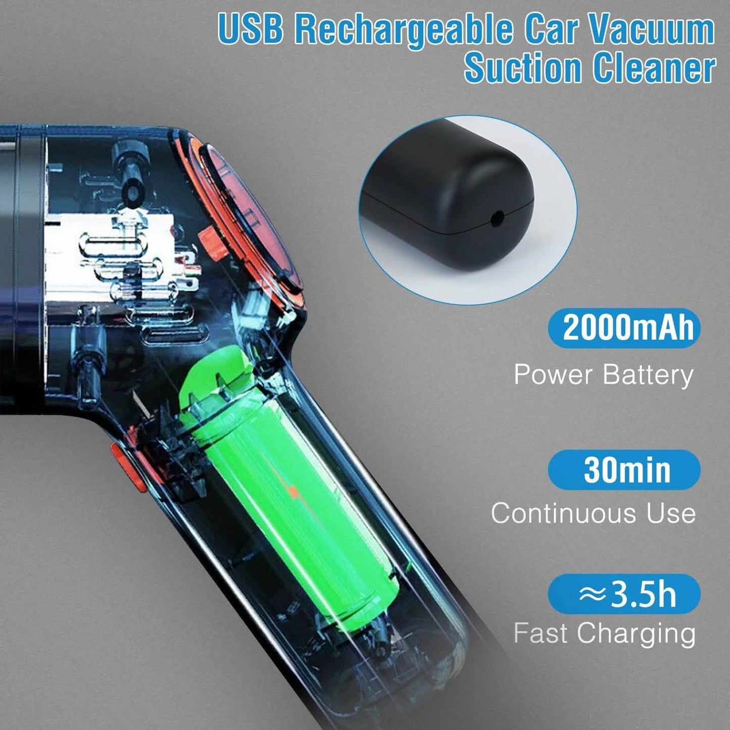 8000Pa Portable Handheld Vacuum Cleaner Household Appliances - Tophatter Daily Deals