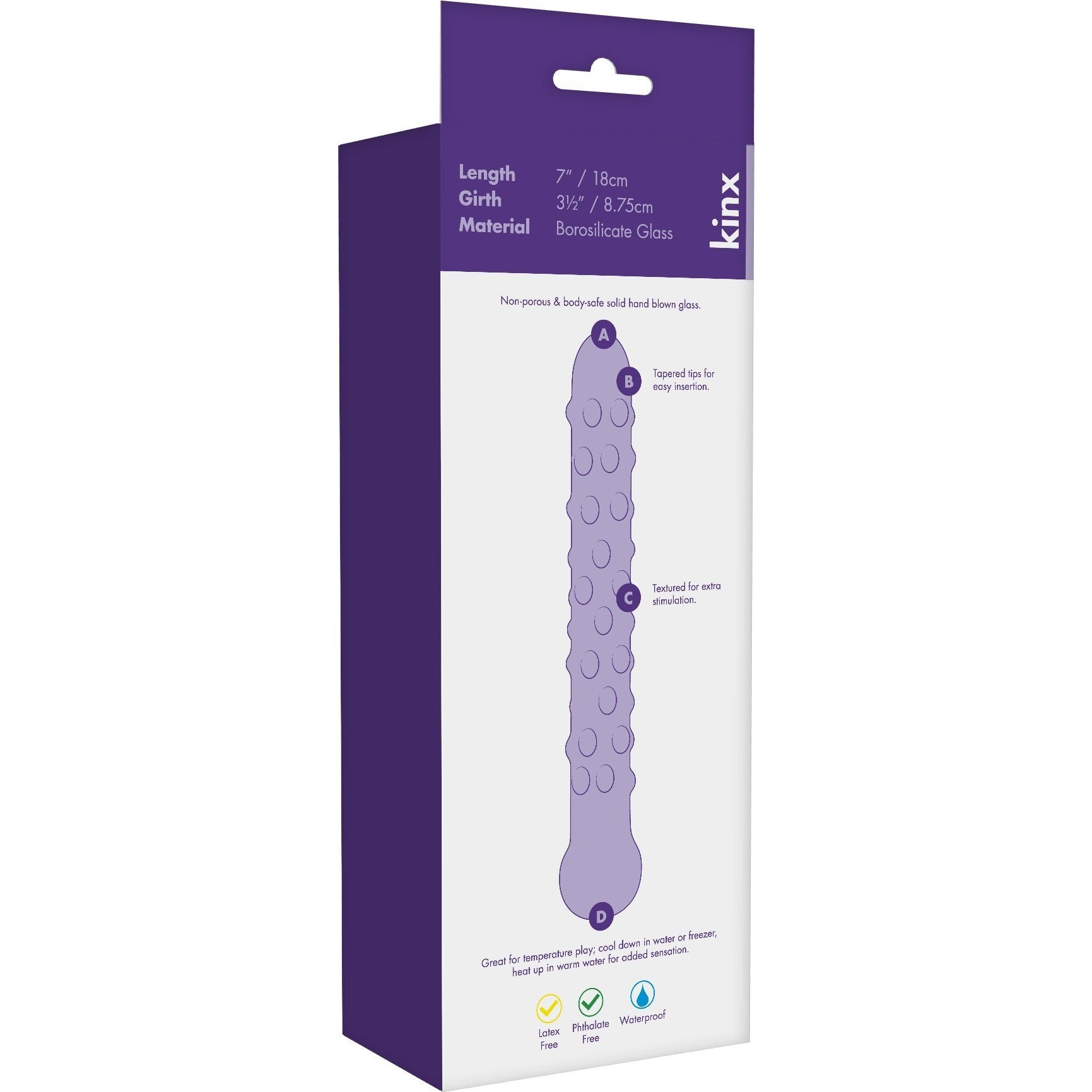 Kinx Dotted Ice Dual Teaser Hand-Blown Glass Dildo Dildo - Tophatter Daily Deals