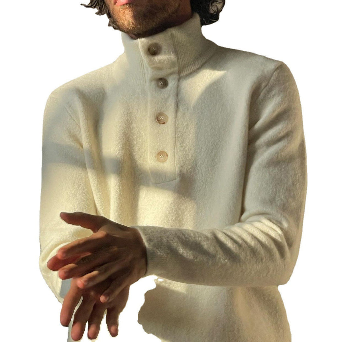 Warm Men's Slim-Fit Stand-Up Collar Sweater - Plush Wool 3D Changing Face Moving Picture Frame - Tophatter Daily Deals