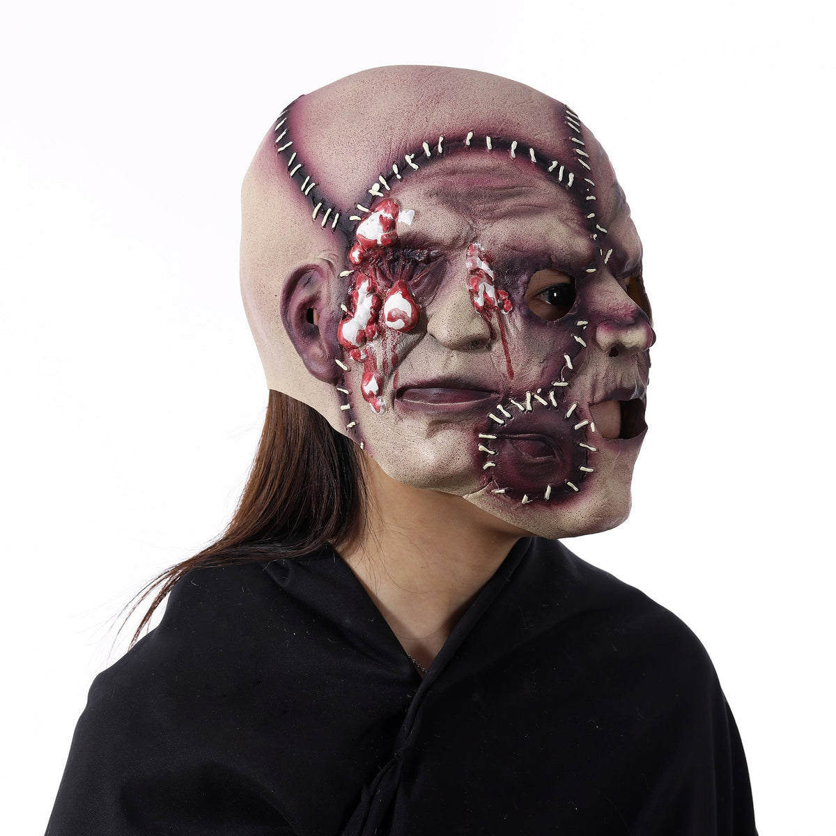 Halloween Mask Three Sided Grimace Latex Cosplay Prop 3D Changing Face Moving Picture Frame - Tophatter Daily Deals