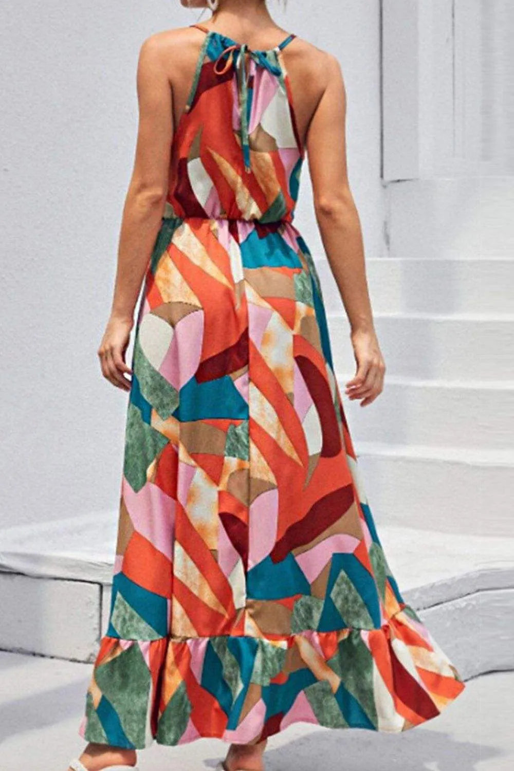 Multicolored Tied Grecian Neck Maxi Dress Casual Dresses - Tophatter Daily Deals