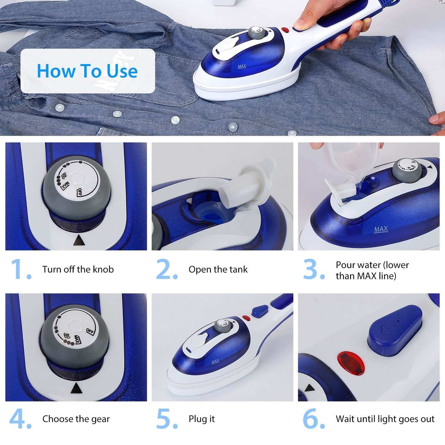 800W Portable Iron Garment Steamer Household Appliances - Tophatter Daily Deals