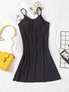 Round Neck Spaghetti Strap Cami Dress with Bra Casual Dresses - Tophatter Daily Deals