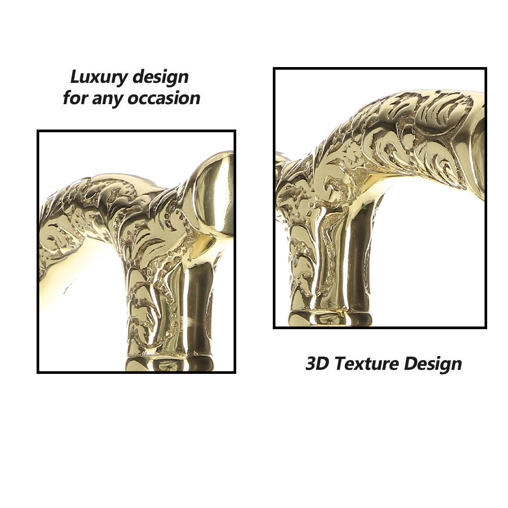 Premium Brass Fritz Handle Walking Cane - Beechwood Shaft Brass Walking Canes - Tophatter Daily Deals