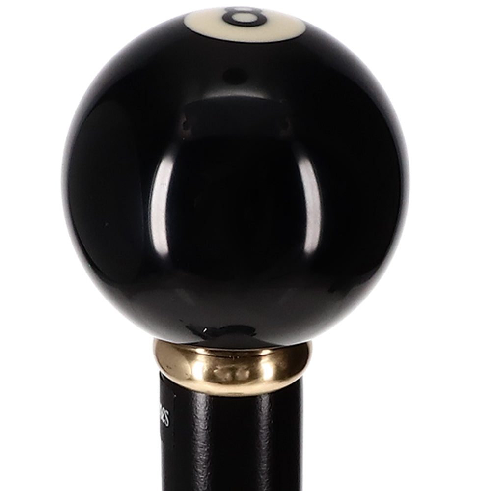 Genuine 8-Ball Handle Walking Stick: Black Beechwood & Brass Sports Walking Canes - Tophatter Daily Deals