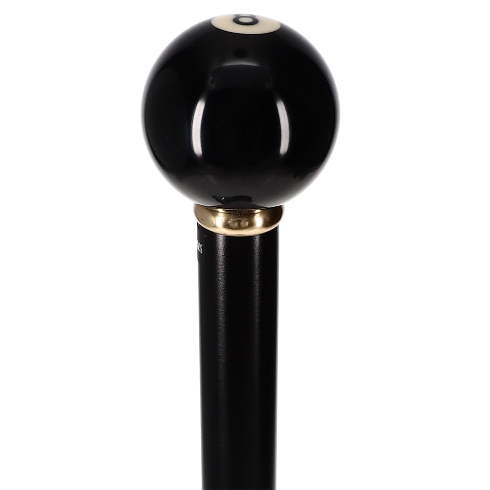 Genuine 8-Ball Handle Walking Stick: Black Beechwood & Brass Sports Walking Canes - Tophatter Daily Deals