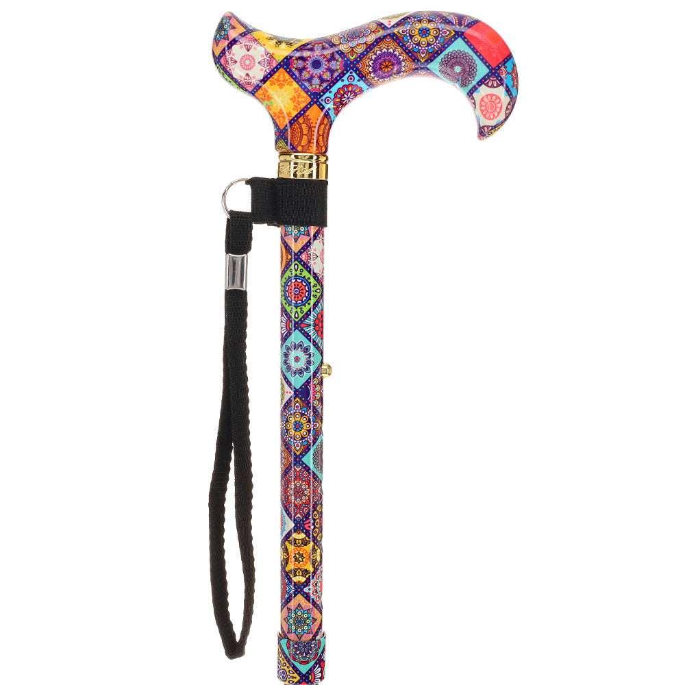 Designer Chic Folding FashionStix Colorful Collage, Patterned Handle Folding Canes - Tophatter Daily Deals