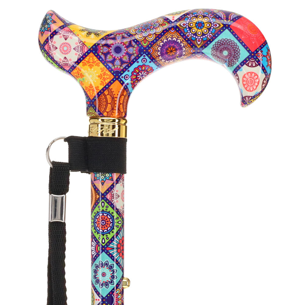 Designer Chic Folding FashionStix Colorful Collage, Patterned Handle Folding Canes - Tophatter Daily Deals