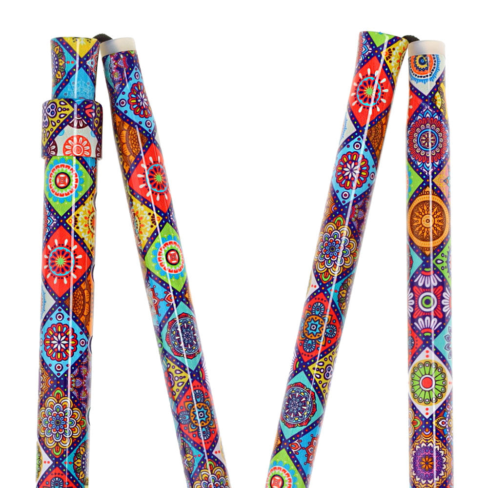 Designer Chic Folding FashionStix Colorful Collage, Patterned Handle Folding Canes - Tophatter Daily Deals