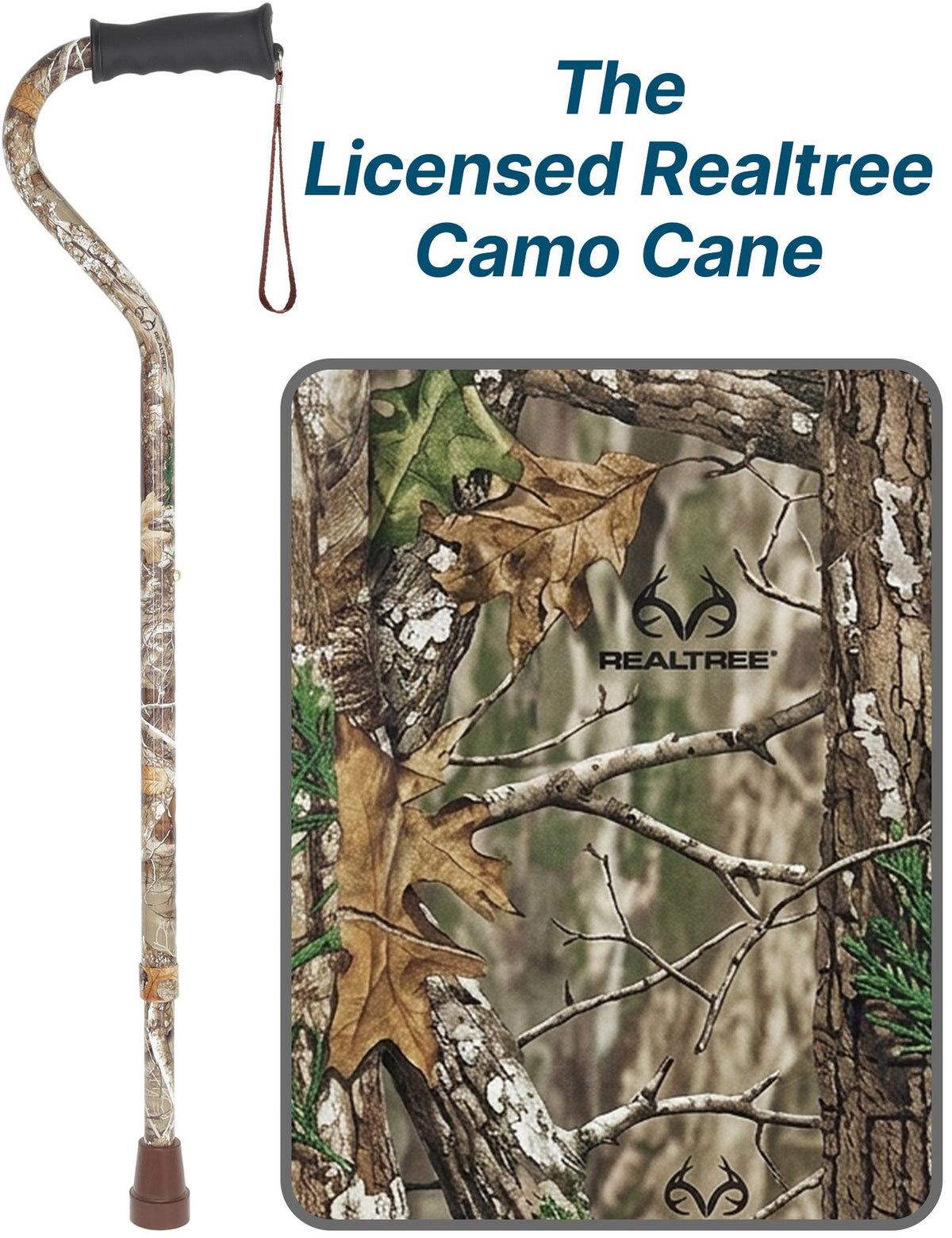 Licensed Realtree Camo Cane: Adjustable & Comfort Grip Adjustable Walking Canes - Tophatter Daily Deals