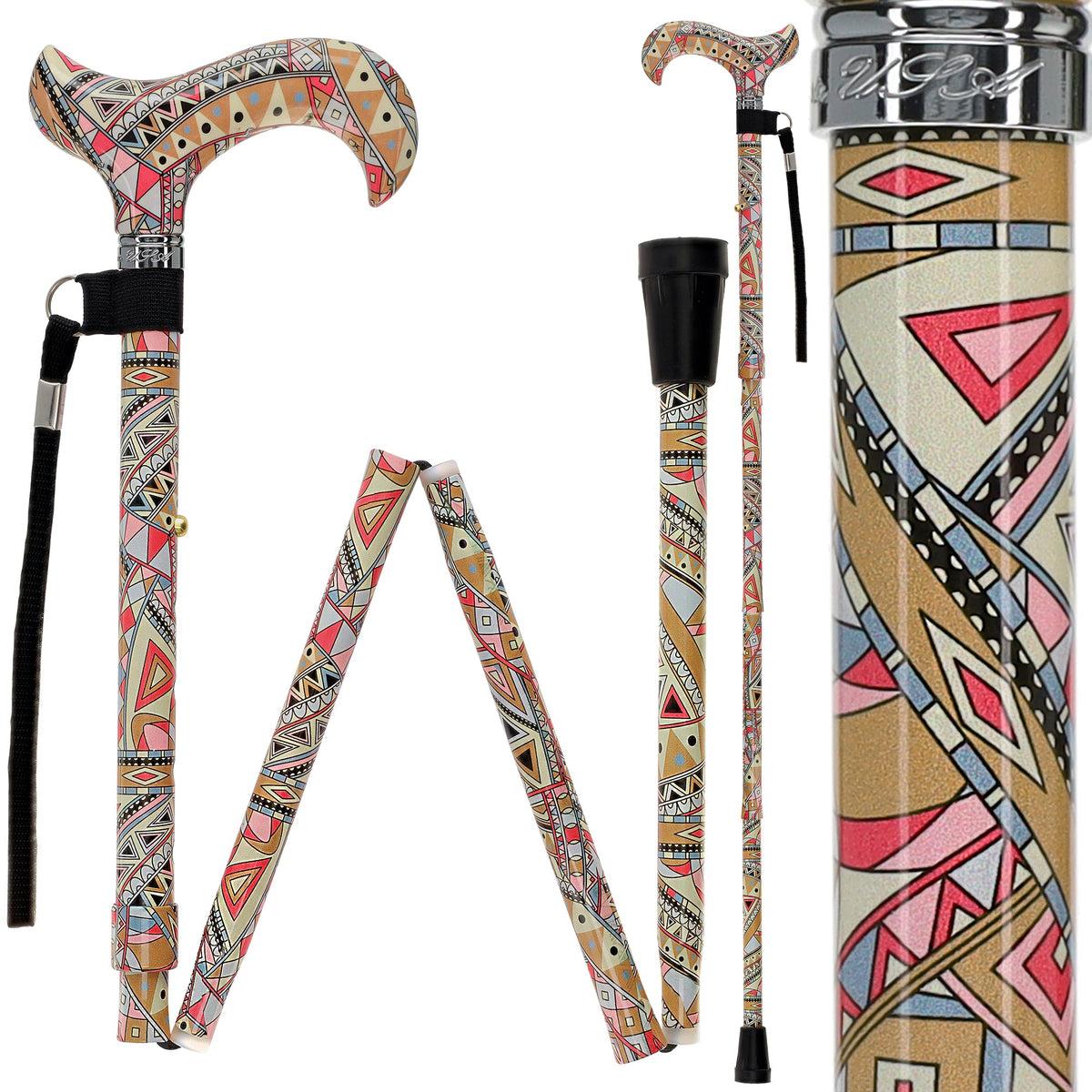 Designer Style FashionStix Majestic Style - Patterned Handle Folding Canes - Tophatter Daily Deals
